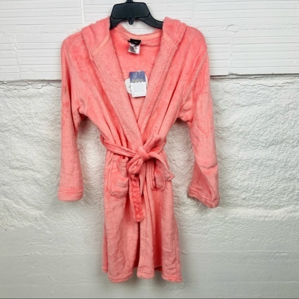 NWT JUST LOVE peach colored soft fleece comfy cozy girls robe size 10/12